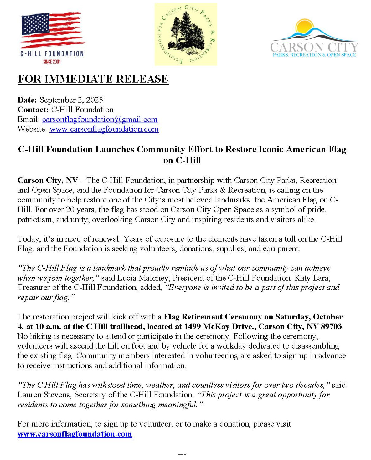 Fall Press Release